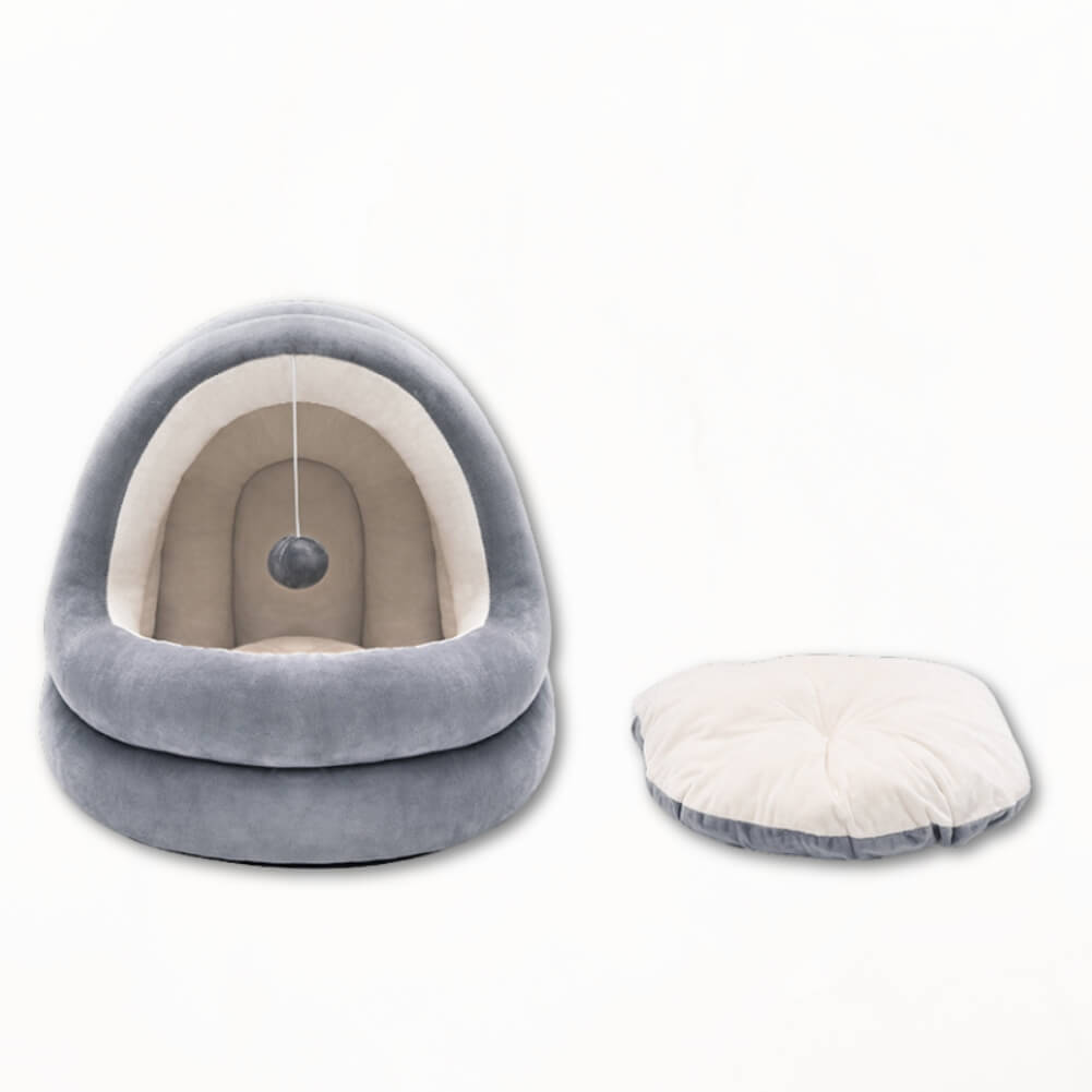 Beige-gray PurrFusion bed with adjoining cushion insert