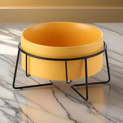 orange ceraframe bowl with frame for cats