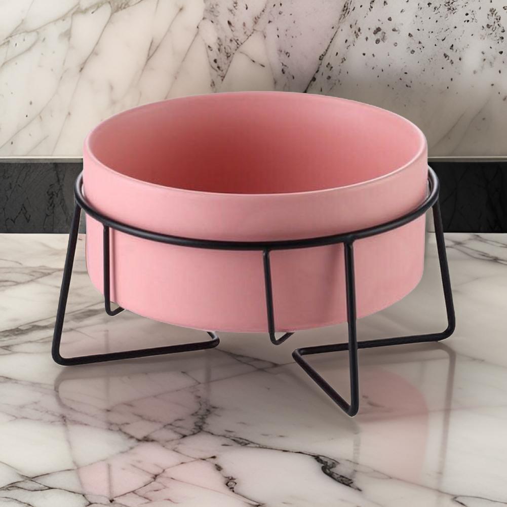 pink ceraframe bowl with frame for cats